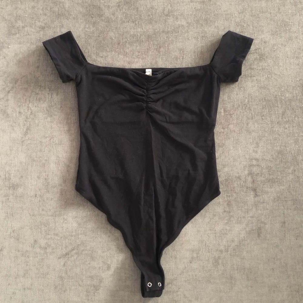 Free People Black Thong Bodysuit